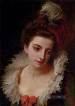  Gustave Malerei - Porträt einer Dame mit einem Federhut Dame Gustave Jean Jacquet